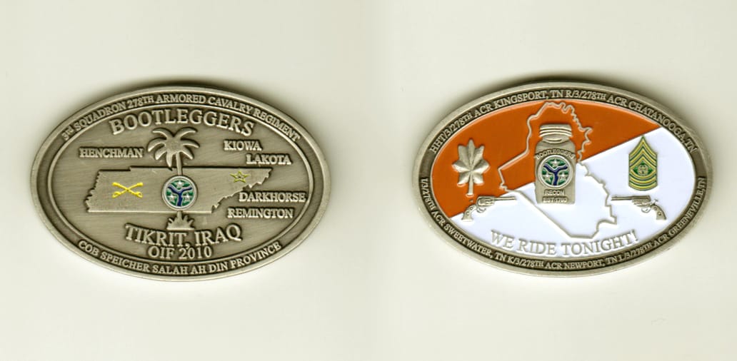 Oval shaped, brass colored coin, 2-1/4 inches wide x 1-1/2 inches high.