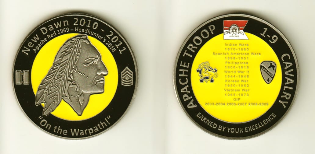 Round shaped, silver colored coin, 2-1/2 inches in diameter.