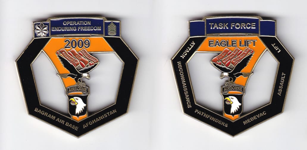 Octagon shaped, brass colored coin, 2-1/4 inches wide x 2-1/4 inches high.