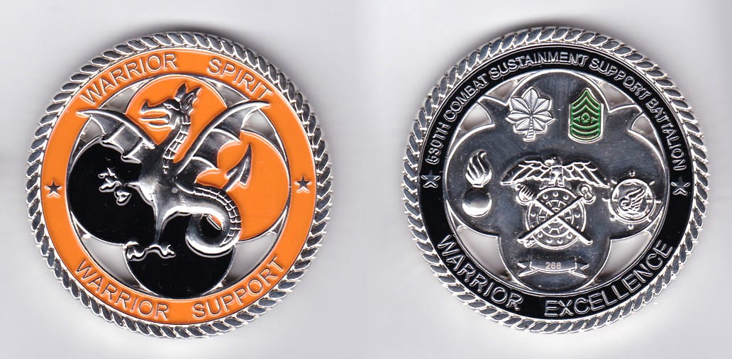 Round shaped, silver colored coin, 2-1/4 inches in diameter.