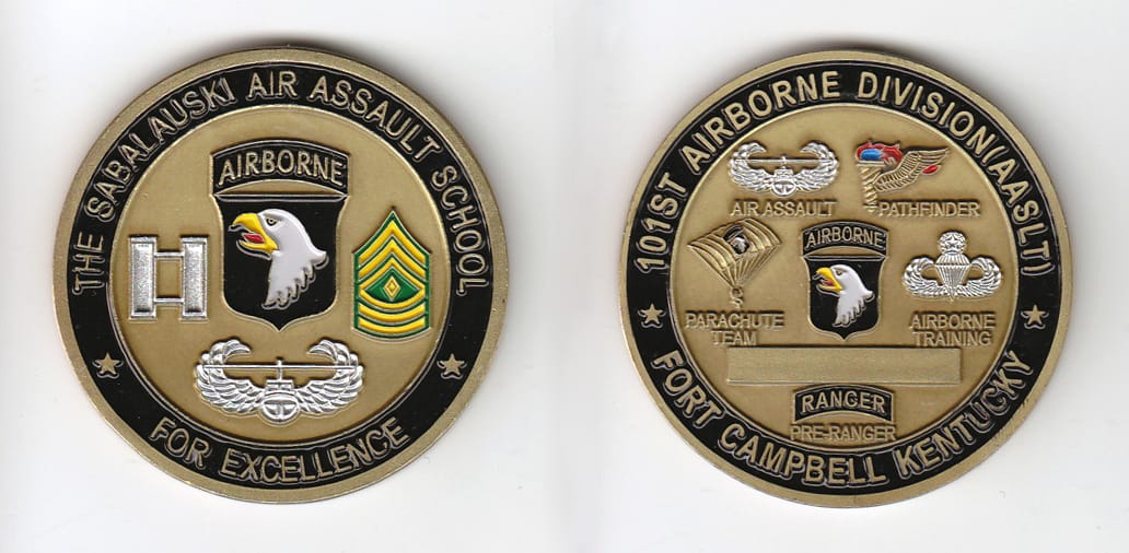 Round shaped, brass colored coin, 2 inches in diameter.