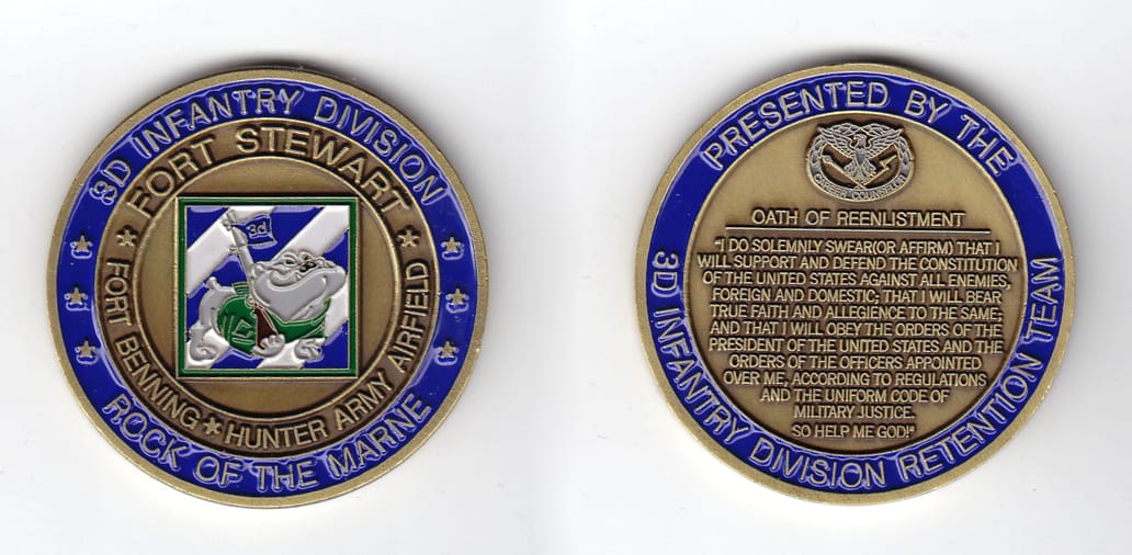 Round shaped, brass colored coin, 2 inches in diameter.