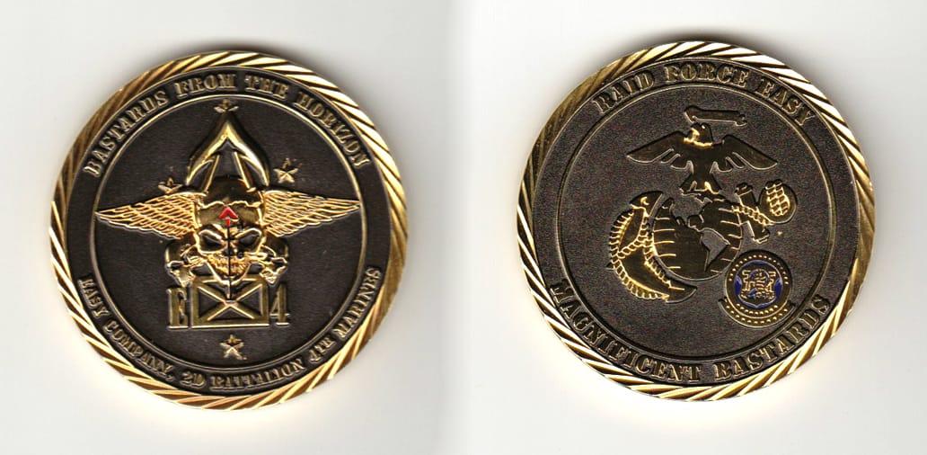 Round shaped, brass colored coin 1-3/4 inches in diameter.