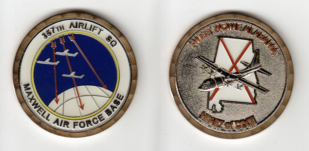 Round shaped, antique brass colored coin 1-3/4 inches in diameter.