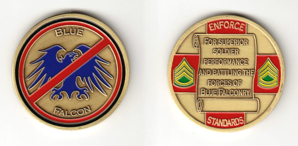 Round shaped, brass colored coin 1-3/4 inches in diameter.