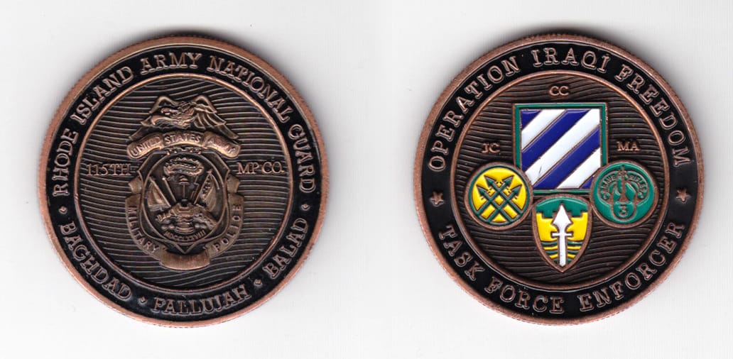 Round shaped, copper colored coin 1-5/8 inches in diameter.