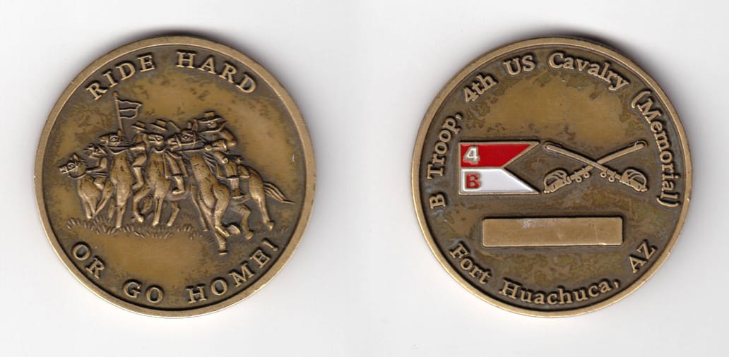 Round shaped, antique brass colored coin 1-3/4 inches in diameter.