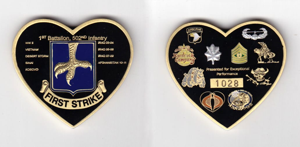 Heart shaped, brass  colored coin 2 inches wide x 1-1/2 inches high.