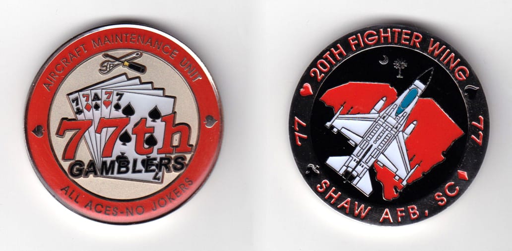 Round shaped, silver colored coin 1-3/4 inches in diameter.