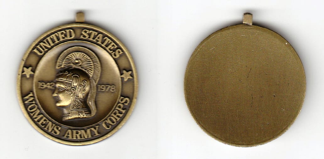 Round shaped, antique brass colored coin 1-3/4 inches in diameter.