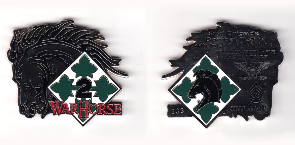 Horse head shaped, with two edges of diamond shaped patch extending, silver colored coin, 2-3/4 inches wide x 2-3/8 inch...