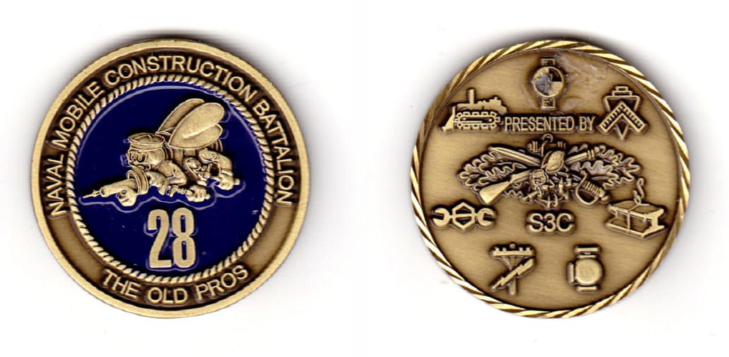 Round shaped, brass colored coin, 1-1/2 inches in diameter.