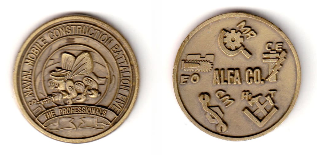 Round shaped, brass colored coin, 1-1/2 inches in diameter.