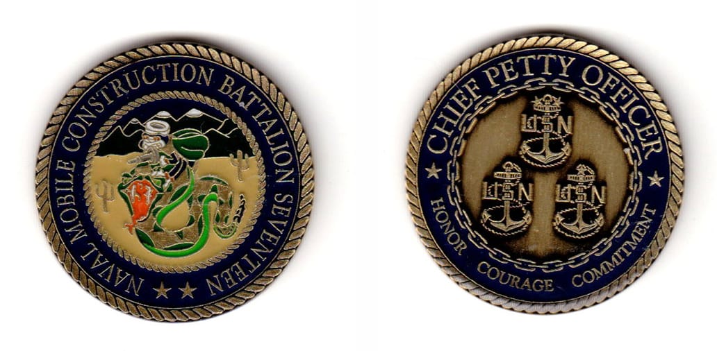 Round shaped, antique brass colored coin, 1-1/2 inches in diameter.