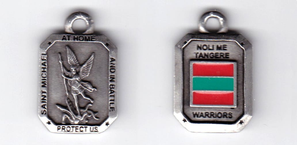 Retangular shaped, brass colored pendant, 13/16 inches wide x  1-3/16 inches high.