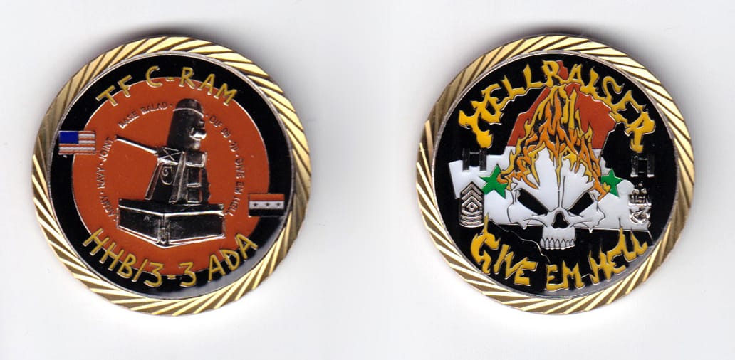 Round shaped, brass colored coin, 1-1/2 inches in diameter.