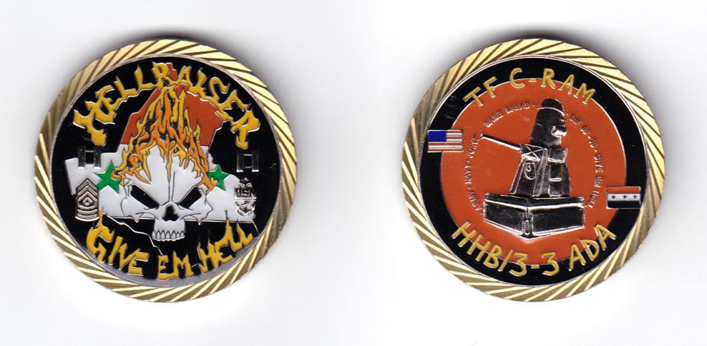 Round shaped, brass colored coin, 1-1/2 inches in diameter.