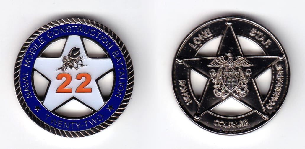 Round shaped, silver colored coin, 1-1/2 inches in diameter.