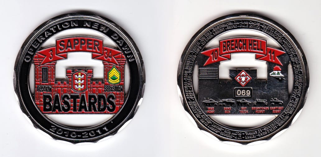 Round shaped, silver colored coin, 2-1/2 inches in diameter.