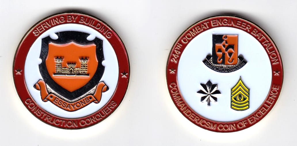 Round shaped, gold colored coin, 1-3/4 inches in diameter.