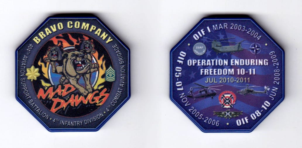 Octagon shaped, blue colored poker chip, 1-3/4 inches wide x 1-3/4 inches high.