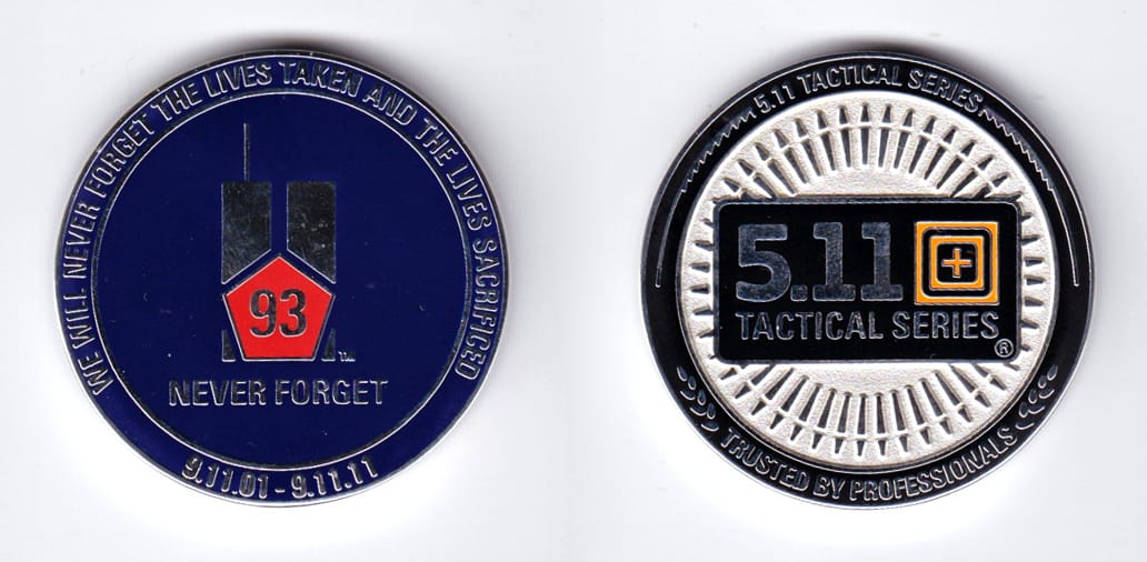 Round shaped, silver colored coin, 1-5/8 inches in diameter.