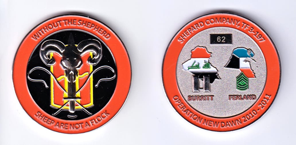 Round shaped, silver colored coin, 2 inches in diameter.