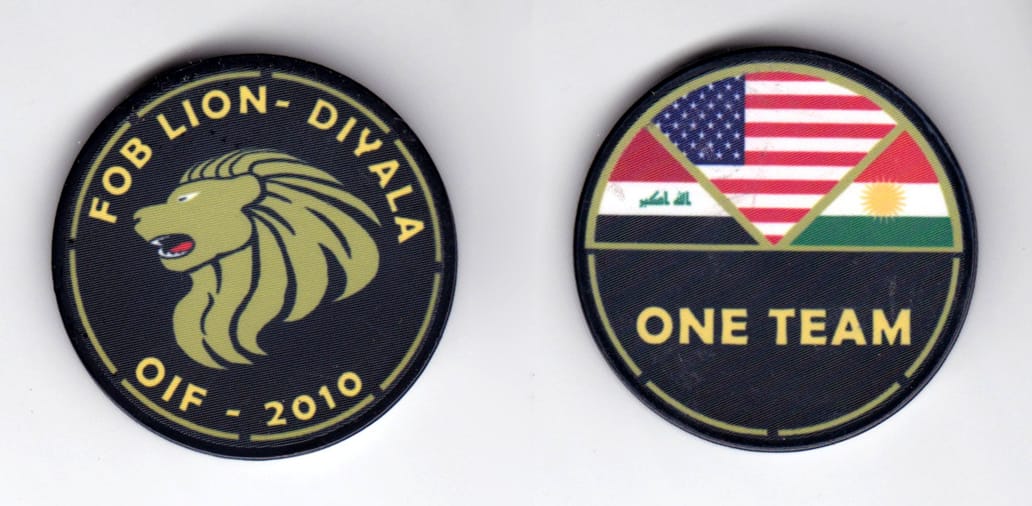 Round shaped, black colored poker chip, 1-5/8 inches in diameter.