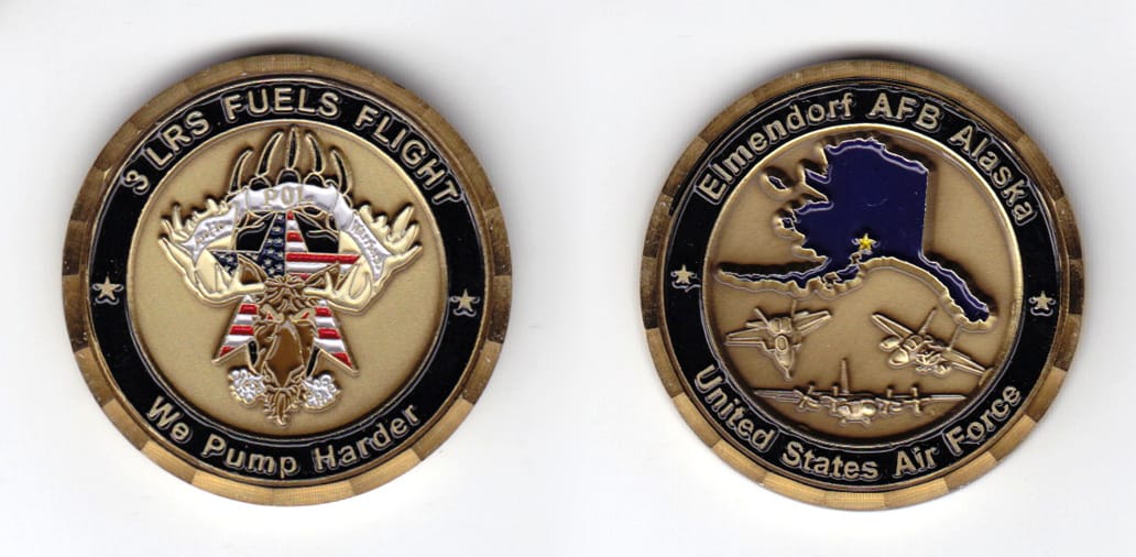 Round shaped, antique brass colored coin, 1-9/16 inches in diameter.