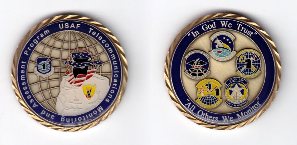 Round shaped, brass colored coin, 1-9/16 inches in diameter.