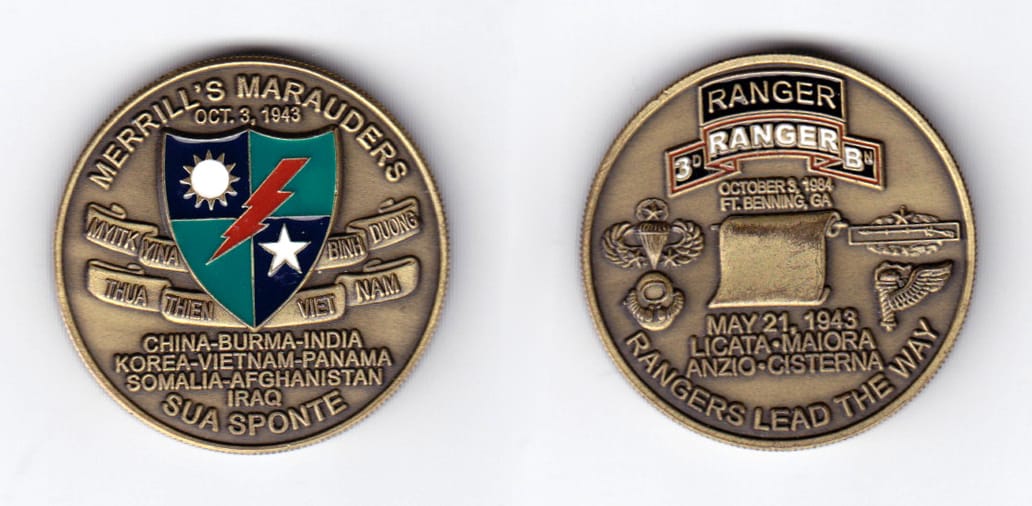 Round shaped, antique brass colored coin, 1-1/2 inches in diameter.