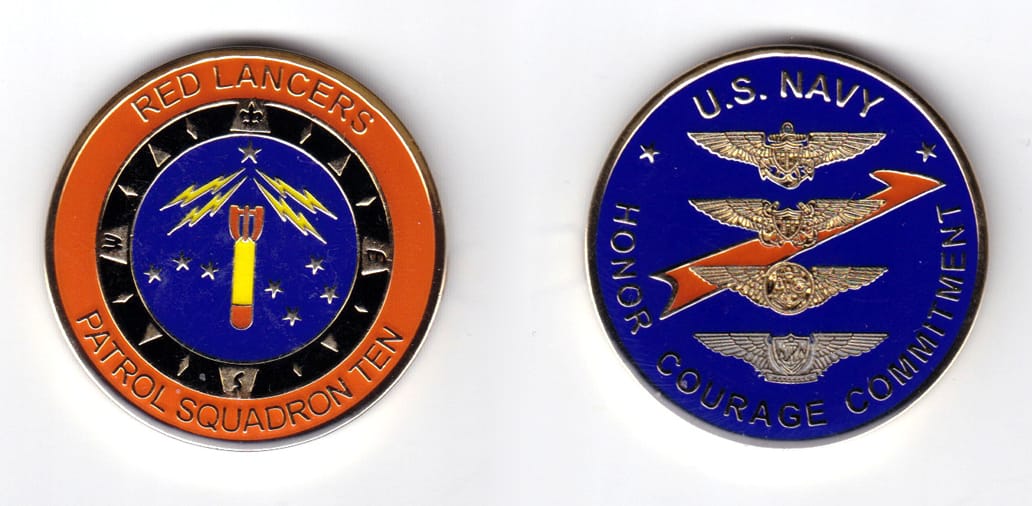 Round shaped, gold colored coin, 1-3/4 inches in diameter.