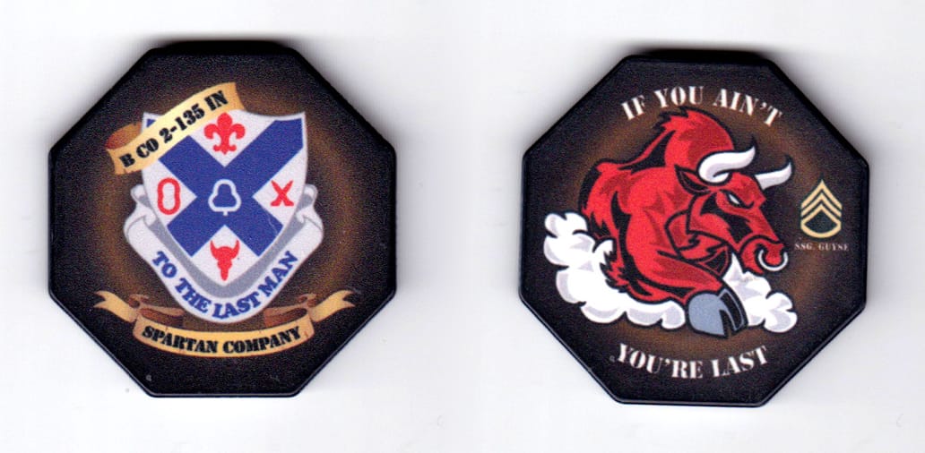 Octagon shaped , black colored poker chip, 1-3/4 inches wide x 1-3/4 inches high.