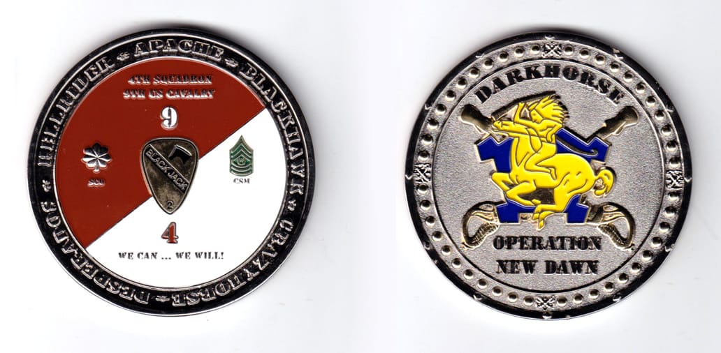 Round shaped, silver colored coin, 2-1/2 inches in diameter.