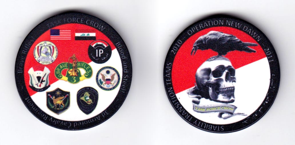 Round shaped, black & white colored poker chip, 1-5/8 inches in diameter.