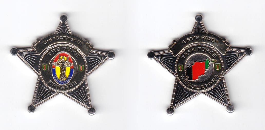 Sheriff's Badge Star shaped, silver colored coin, 1-59/64 inches high x 2 inches wide.