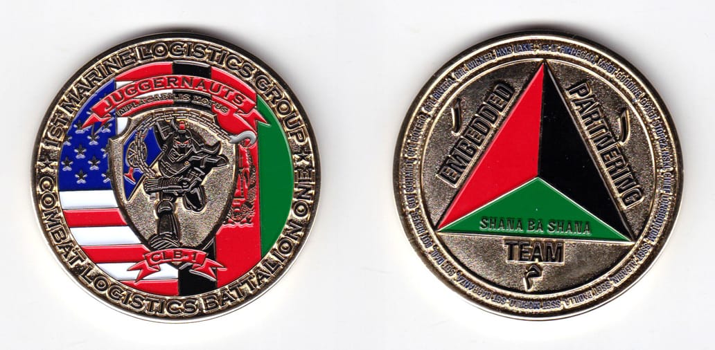 Round shaped, bronze colored coin, 2-1/64 inches in diameter.