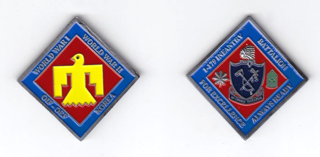 Diamond shaped, pewter colored coin, 1-3/4 inches wide x 1-3/4 inches high.