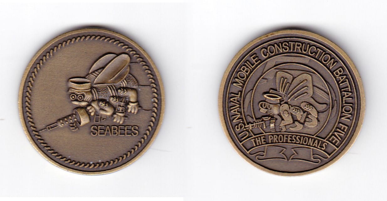 Round shaped coin, antique brass in color, 1 37/64 inches in diameter.