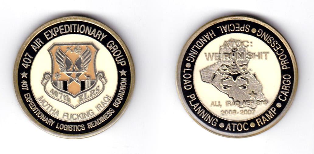 Round shaped coin, antique brass in coor, 1 43/64 inches in diameter.