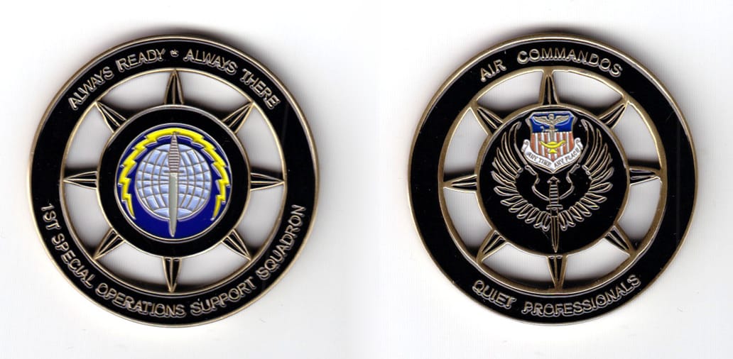 Round shaped coin, antique brass in color, 1 3/4 inches in diameter.