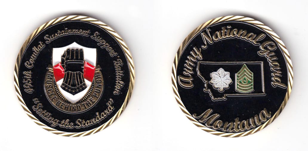 Round Shaped coin, antique brass in color, 1 25/64 inches in diameter.