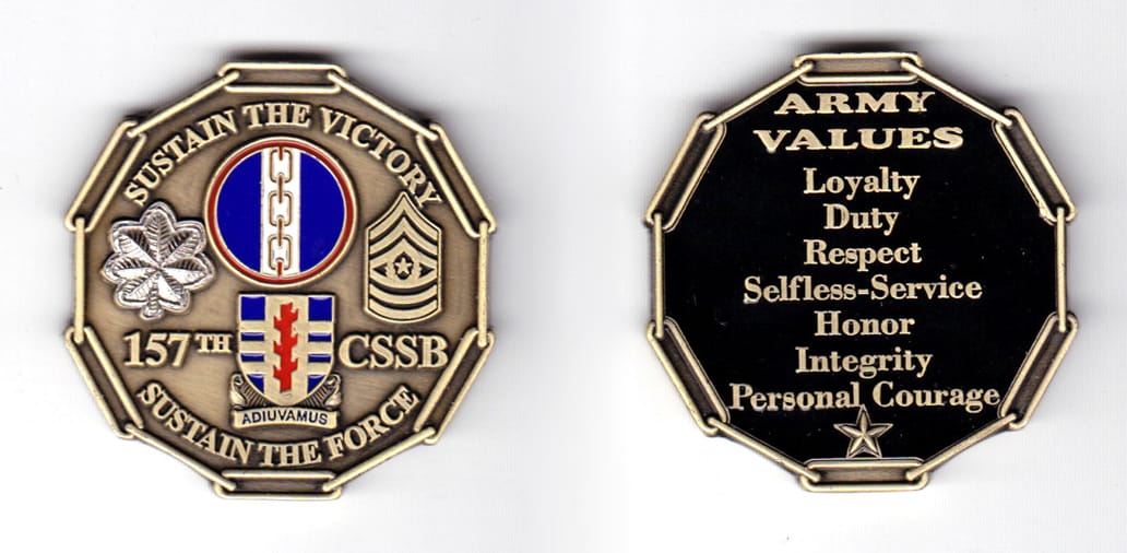 12-sided coin consisting of 12 links of chain, very antique bras in color, 1 49/64 inches high x 1 49/64 inches wide.