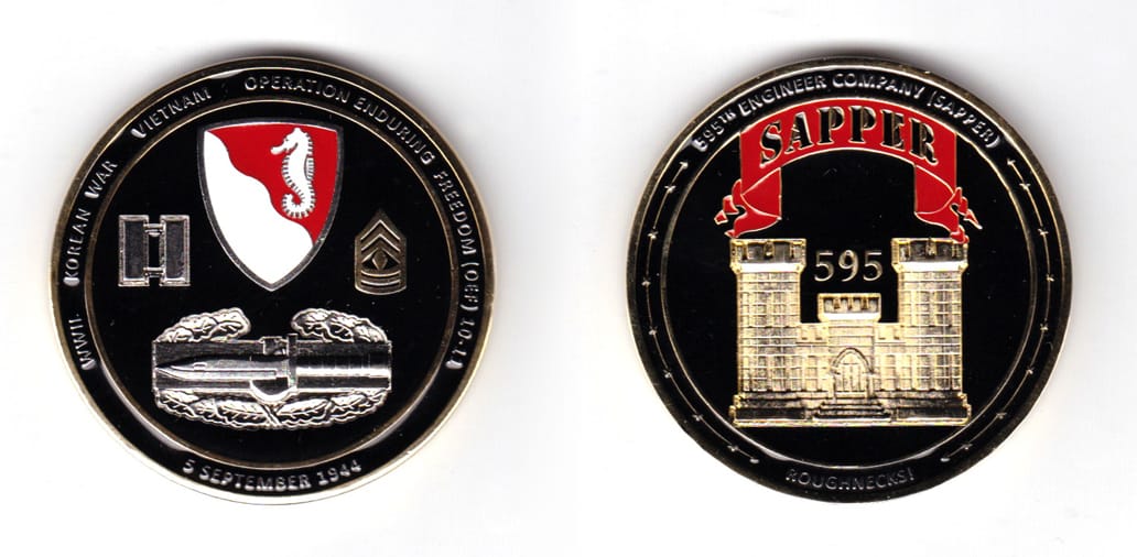 Round shaped coin, brass, 2 inches in diameter.