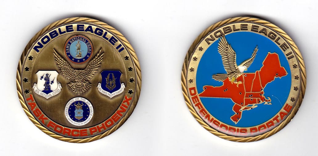 Round shaped coin, antique brass in color, 1 63/64 inches in diameter.