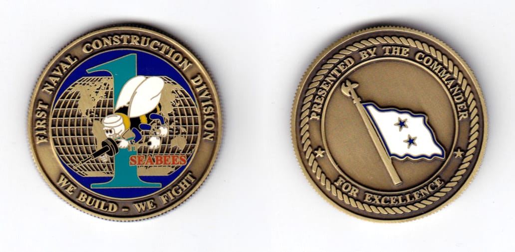 Round shaped coin, very antique brass in color, 1 35/64 inches in diameter.