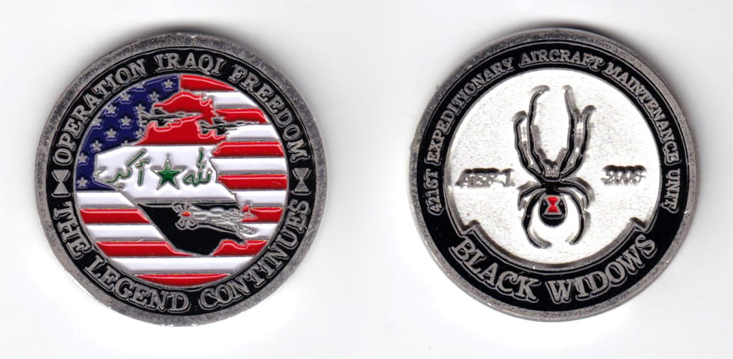 Round shaped coin, silver in color, 1 5/8 inches in diameter.