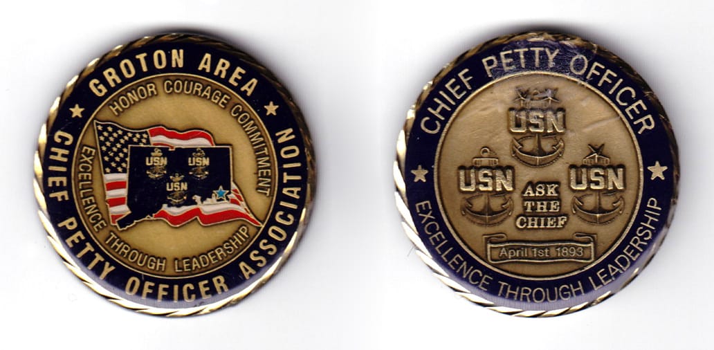 Round shaped coin, very antique brass in color, 1 25/32 inches in diameter.