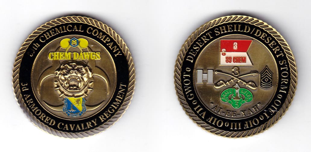 Round shaped coin, antique brass in color, 1 3/4 inches in diameter.