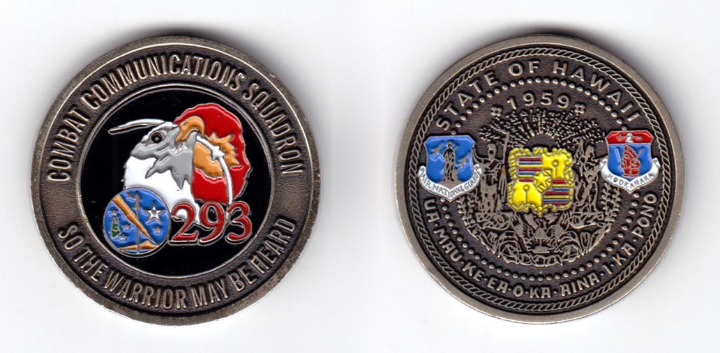 Round shaped coin, antique pewter in color, 1 1/2 inches in diameter.